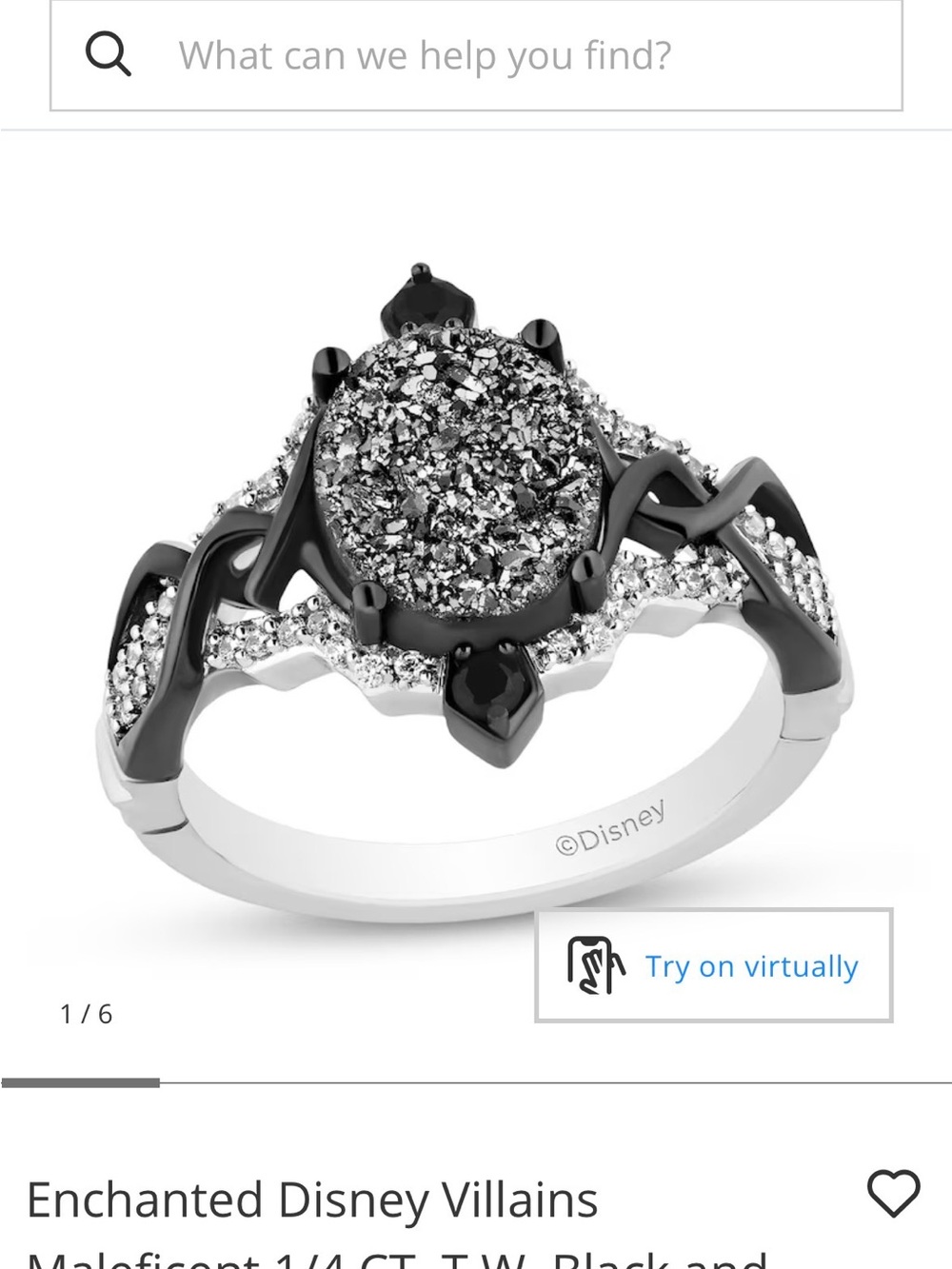Disney Black and Silver Maleficent-Inspired Druzy Ring